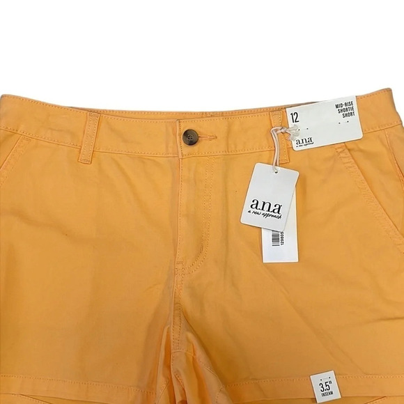 a.n.a Jean Shorts NWT Mid Rise Shortie Denim Florida Mango Yellow Size 12 - Picture 2 of 11